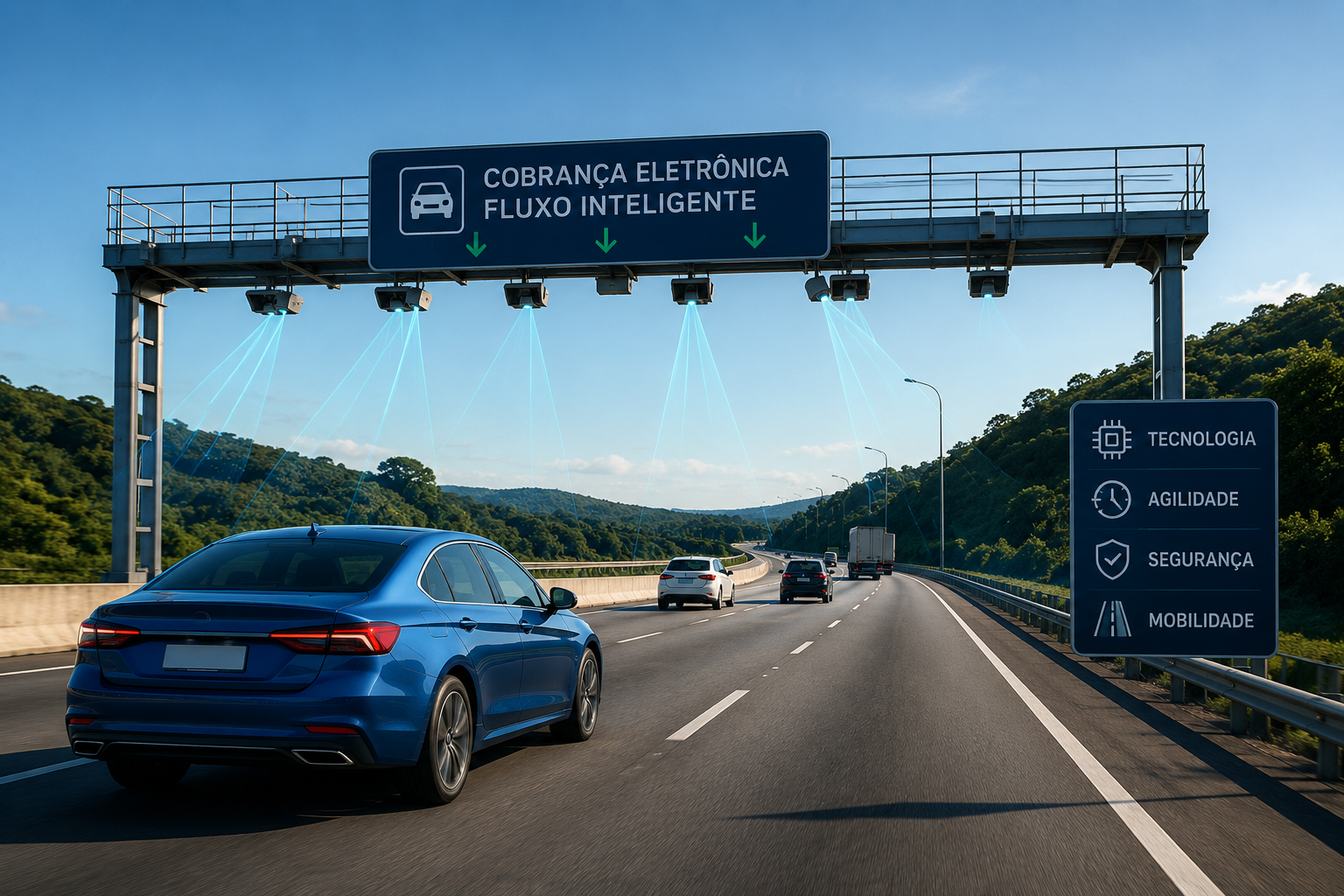 Pórticos eletrônicos em rodovia